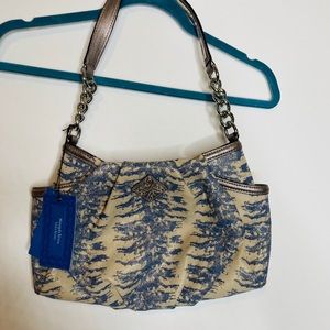 Simply Vera Wang cream and blue purse